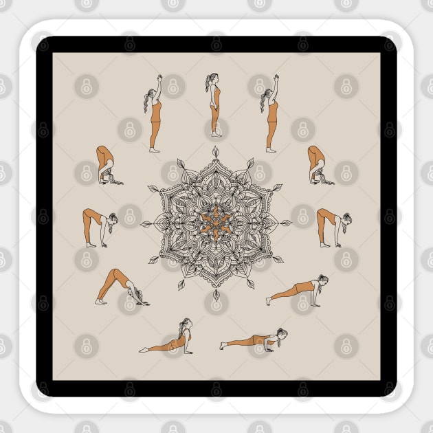 Yoga Sun Salutation Mandala Sticker by Sierraillustration
